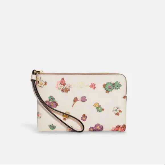 Coach Handbags - Coach Corner Zip Wristlet With Spaced Floral Field Print
IM/Chalk Multi